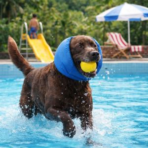 OUTOPEN Waterproof Dog Ear Muffs Noise Reduction Hearing Protection Pet Calming Hood Calming Hoodie Adjustable Pet Bathing Cap Bathing Use