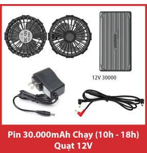 [ PIN 30.000MAH + QUẠT 12V ] Phụ kiện của áo điều hòa chính hãng Nhật Bản - Bảo hành 1 năm
