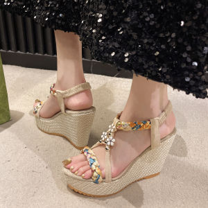[Free Shipping] WomenS Wedge Sandals New Summer Styles Versatile Bohemian Design Platform Heels Thick-Soled High-Heeled Roman Sandals
