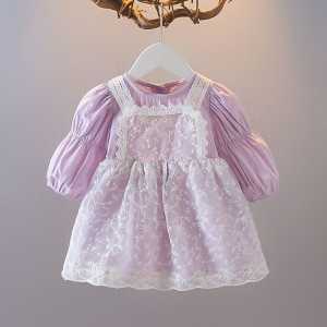 Cherry Kids (6Bulan-4Tahun) Dress Renda Baju Anak Perempuan Murah/Baju Gaun Katun Anak Cewek Korea Style Fashion