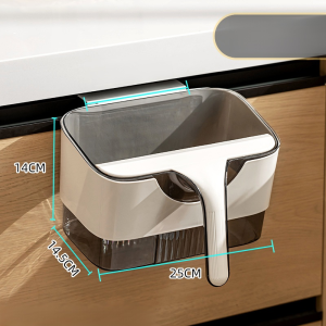 Wall Hanging Garbage Can Kitchen Toilet Hand Push Type Hanging Household Trash Can with Scraper