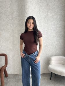 Lassmee | GALE Baju Atasan Wanita / Bodysuit  Basic Polos Lengan Pendek / Kaos Jersey Spandex