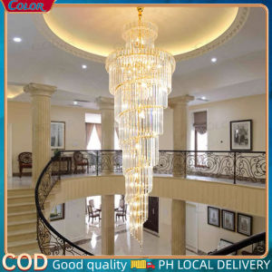 Modern LED three-color indoor lighting kitchen lamp building long-line chandelier villa hotel Europerman-style spiral staiurcase lamp