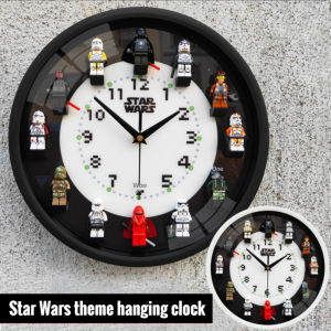 Original with LOGO compatible with Legao hero minifigure building block wall clock wall 3D stereo silent scanning clock handmade dust-proof acrylic case