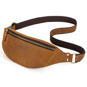 EDERN Retro Crazy Horse Leather Waist Bag for Men Trendy Cowhide Leather Belt Bag Fanny Pack Mens Chest Bag Sling Bag Phone Pouch