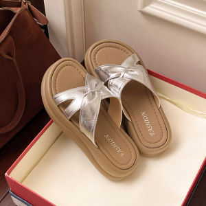 Free Shipping Thick-Soled Sandals For Women New Summer Style With Crisscross Straps Flat Soles And A Sophisticated Look Perfect For Pairing With Dresses