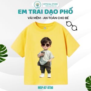 Áo Thun Bé Trai In hình Bé Đi Dạo Phố - Chất Ngầu Mạnh Mẽ cho bé yêu 12kg-33kg