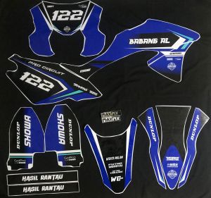 decal klx 150 bf warna biru hitam simple keren