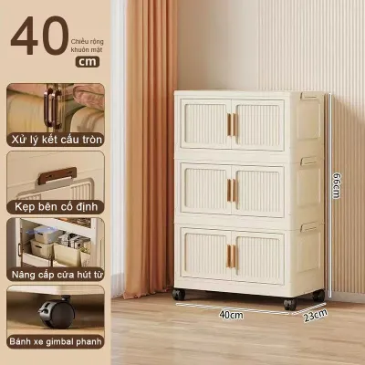 40-80cmTủ Nhựa Đựng 2/3/4/5/6 tầngTủ nhựa đựng đồ gấp gọn rộng chất liệu pp cao cấp không mùiBánh Xe Xoay 360°