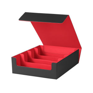 Trading card storage box can hold 1800+ single decks magnetic closure PU leather