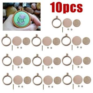 CHAMPIONBABY 10pcs/set Cute Sewing Kits Wooden Hand Crafts Frame Cross Stitch Tools Hoop Ring Pendant