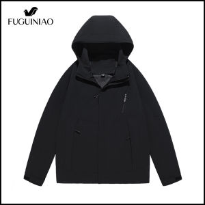 FUGUINIAO New Hooded Mens Outdoor Climbing Cold Suit Casual Fashion Bomber Jacket