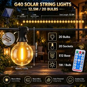7.5/20/30m Solar Bulb LED light strip with remote control Outdoor Warterproof Solar light for Garden decoration Solar / Plug Bulb light
