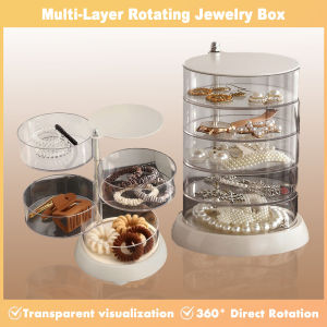 [SG STOCKS]Multi-layer Powder Puff Storage Rack Large Capacity Watch Rotating Storage Box Dustproof Rotating  Air Drying Ventilation Cosmetic Cotton Storage Rack Childrens Hair Accessories And Jewelry Storage Box