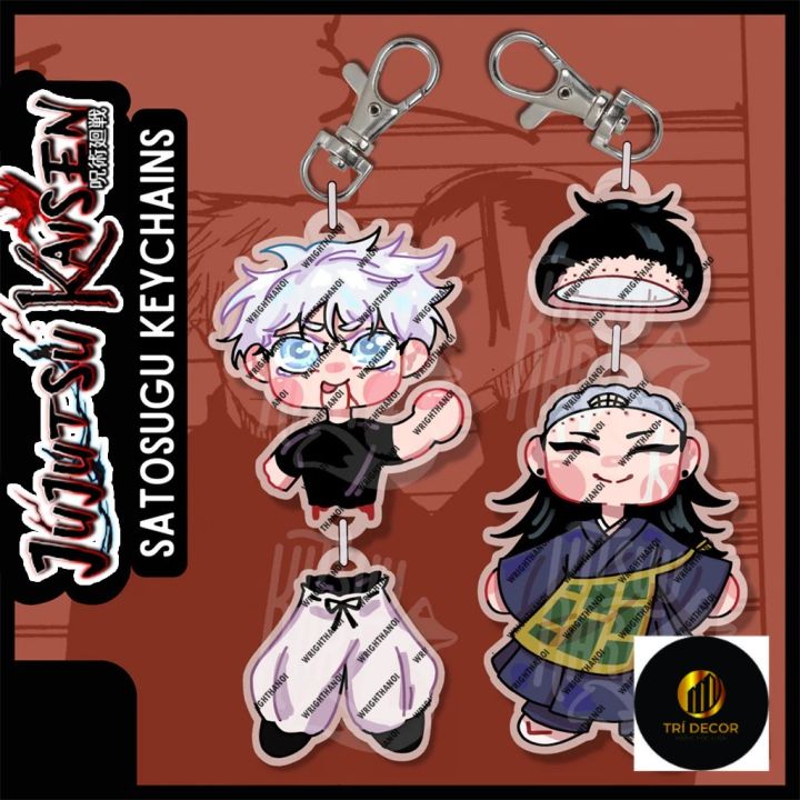 Móc khóa Gojo Geto Suguru cắt đôi đầu Anime Jujutsu kaisen - móc khóa mica trí decor