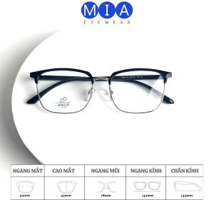 Gọng kính MIA EYEWEAR G52 vuông hàn quốc kim loại càng kết hợp nhựa cao cấp thời trang nam nữ