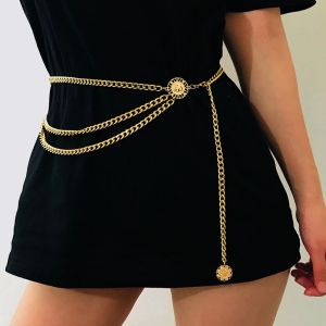 Fashion Women Belt Casual Waistband Narrow Adjustable Metal Chain Accessories
