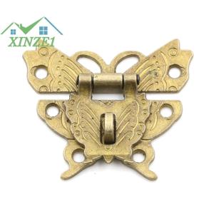 XZ✨✨✨ Chốt bướm sang trọng cổ điển khóa hộp gỗ trang sức khóa ngực có đệm