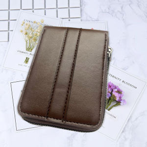 Mens wallet short pure cowhide zipper popular card holder style wallet