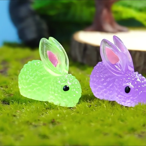 500PCS Tiny Rabbit Micros Landscape Figure Ornaments Glowing Miniature Statue Potted Decoration Garden Accessories