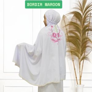 Mukena Dewasa Potongan Setelan Pakai Rok Bahan Katun Polino Motif Bordir Tabur Peony Cantik