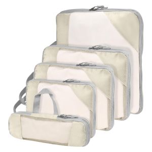 5 in 1 Tas Travel Compression Packing Cubes Secret Pouch Set Luggage Organizer Tas Koper Expandable Storage Bag Tas Penyimpanan Kompresi Travel Bag