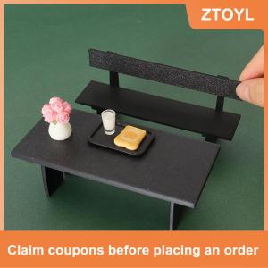 【ZTOYL】 1 mảnh Dollhouse thu nhỏ màu đen bàn ghế đồ nội thất mô hình cảnh trang trí đạo cụ Nhà búp bê phụ kiện
