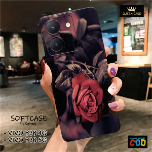 Case Vivo Y36 5G / Y36 4G / Y27 5G  - Queen Case - Motif Bunga - Softcase Pro Camera Lembut Lentur Dan Tebal - Casing - Cover - Karet - Kesing - Silikon - Silicone Case Ponsel Protection TPU Handphone - Queen Case