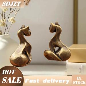 SDJZT Đồng thau mèo bức tượng cổ điển đồng thau điêu khắc máy tính để bàn thủ công trang trí nhỏ nhà văn phòng mèo bức tượng trang trí nội thất