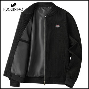 FUGUINIAO แจ็กเก็ตแจ็คเก็ตหนังกลับผู้ชายแจ็คเก็ต Corduroy แจ็กเกตคอเสื้อเบสบอลแจ็คเก็ตหนาลำลองธุรกิจ