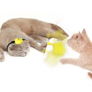 Pet Self-amused Toy Stick Feather Funny Cat Interactive Playing Toys Neck Head mounted Pet Supplies