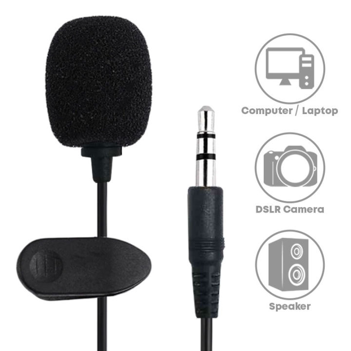 3.5mm Mini Microphone Mic Hands Free Clip For PC Laptop Loudspeaker ...