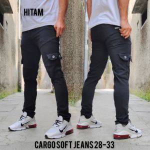 Celana Cargo Jeans Pria Dewasa Clana Panjang Cowok Keren Pakaian Laki Laki Murah Celana Kargo polos Hitam Terbaru