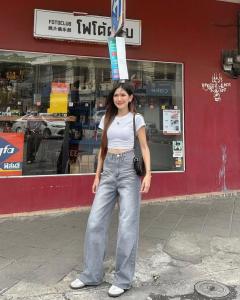 Skena Jeans Highwaist Loose Jeans Wisker |Celana Kulot Jeans Wanita |korean Bagy Straight Jeans Skena