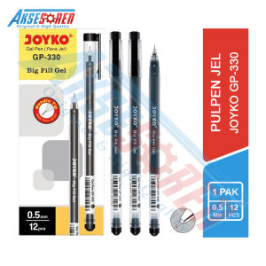 Pulpen Jel Joyko Isi Besar [GP-330/12 Pcs] / Ballpoint Gel Pena 1 Pack / Alat Tulis Sekolah / Ball Pen 1 Pack / Bolpen 1 Pak / Polpen Bulpen Perlengkapan Sekolah / Pulpen Gel / Pena Tinta Hitam / Pulpen Joyko