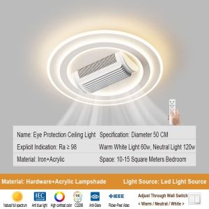 Bladeless Ceiling Fan Flush Mount Ceiling Fan with Light Modern Adjustable Speed  Remote Control Dimmable Bedroom LED Ceiling Lights with Fan