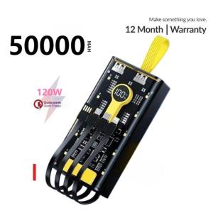 Sạc dự phòng Power bank PD120W 50000mAh pin dự phòng màn hình Led tích hợp tích hợp Tương thích với Type-C MicroiPhone