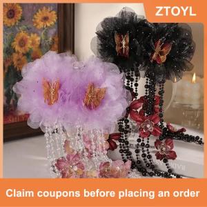 【ZTOYL】 ปิ่นปักผมรูปผีเสื้อดอกไม้ตาข่ายหรูหราของขวัญ