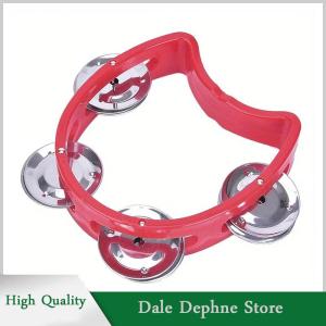 [Dale Dephne] แทมบูรีนพลาสติก1ชิ้นสำหรับผู้ใหญ่เครื่องดนตรีมือกลองแทมบูรีน4อัน