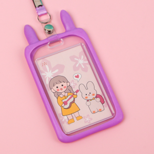 Harga Grosir - Tag Lanyard Gantungan Kartu Motif Kucing Warna Pastel / Lanyard Kuping Id Card Tag