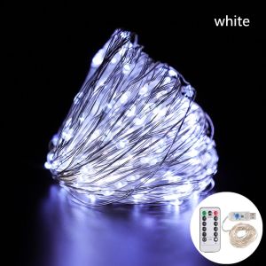 20 meters 200 LED fairy lights USB with 13 button remote control 8 flash modes waterproof silver wire copper wire flash string indoor bedroom light