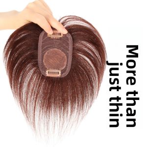 7*10-15/20/25cm 100% Human Hair Piece Hair Topper Hair Replacement Cover White Hair Breathable And Lightweight Wig Increase Hair Volume For Woman