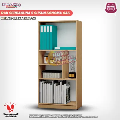 LEMARI RAK BUKU SERBAGUNA RSG 5 RAK KAYU TERBARU MURAH RAK 5 SUSUN DENGAN PINTU RAK SERBAGUNA RAK BUKU MURAH