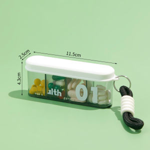 4 Grids Pill Container with Lanyard Transparent Dispenser Portable Pill Bottle Organizer with Divided Grid and Slide Opening Travel Tablet Organizer for Daily Supplements