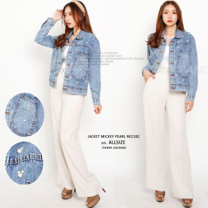 Jaket Jeans Wanita Oversize - Jaket Wanita Jeans kombinasi Allsize Wanita - Jaket Jeans Denim Jumbo
