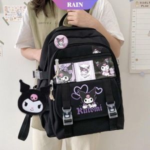 ef Cartoon Women Backpacks Waterproof Multi-Pocket Nylon School Backpack Student Girls Kawaii Cinnamoroll Kuromi Pom Pom Purin Laptop School Bag