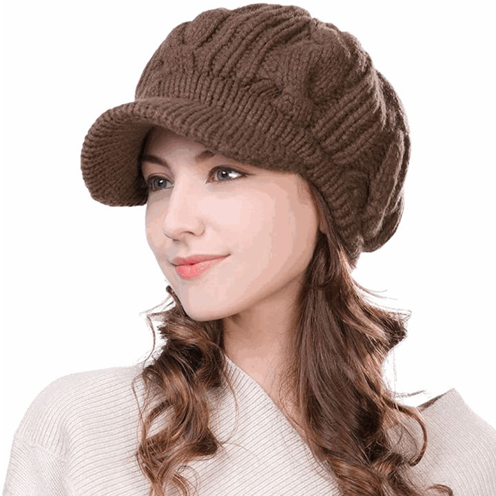 Brim Ladies Wool Hats Wool Womens Winter Hats With Visor Wool Hat