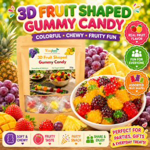 3D Fruit Shaped Gummy Candy 100g 250g 500g | Assorted Fruit Flavors | Soft Chewy Candy | No Sugar Added