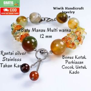 Gelang Tangan wanita / Gelang Batu Cewek Stainless Tahan Karat Batu Beads Peacock Multiwarna terbaru Untuk Kado Dan Hadiah