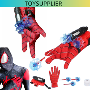 Kids Spider Man Gloves Toys Spider Silk Shooting Dart Launcher Boys Fun Avenger Slingshots Toy Gift Set